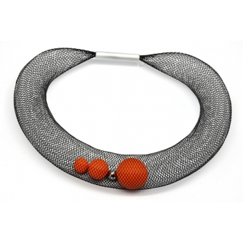 33mandarine - 3700982213371 - Elena Valenti - Ras de cou Ciambella Grande - Résille & fimo mandarine - 5