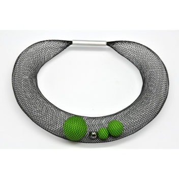 33vertclair - 3700982213418 - Elena Valenti - Ras de cou Ciambella Grande - Résille & fimo vert pomme - 5