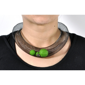 33vertclair - 3700982213418 - Elena Valenti - Ras de cou Ciambella Grande - Résille & fimo vert pomme