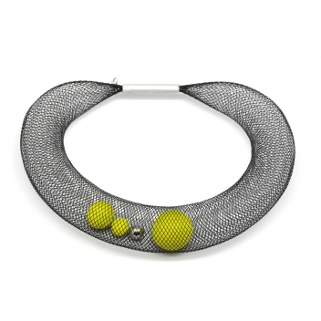 33lime - 3700982213425 - Elena Valenti - Ras de cou Ciambella Grande - Résille & fimo vert anis - 5