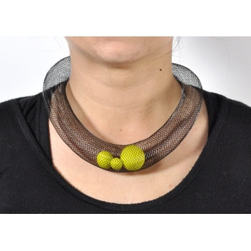 33lime - 3700982213425 - Elena Valenti - Ras de cou Ciambella Grande - Résille & fimo vert anis