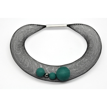 33vert - 3700982213456 - Elena Valenti - Ras de cou Ciambella Grande - Résille & fimo vert canard - 5