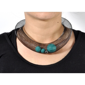 33vert - 3700982213456 - Elena Valenti - Ras de cou Ciambella Grande - Résille & fimo vert canard