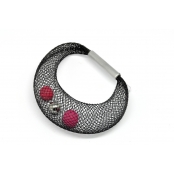 Bracelet Ciambella Grande - Résille & polymère fuchsia