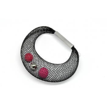 10popora - 3700982213470 - Elena Valenti - Bracelet Ciambella Grande - Résille & fimo fuchsia