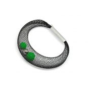 Bracelet Ciambella Grande - Résille & fimo vert pomme