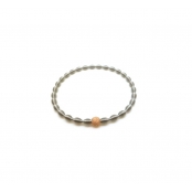 Bracelet ressort Acier Boule paillette rosé