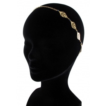 HB12SS16 - 3700982204508 - Les Dissonances - Phoenix : headband élastic 2 rosaces Doré à l\'or fin - France