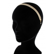 Romy : headband dentelle doré