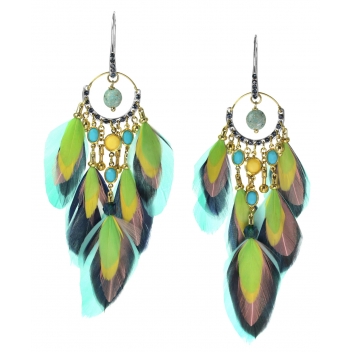 12--63501 - 3663483048043 - Franck Herval - Betina : boucles d\'oreille plume & strass XL - 2
