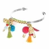 Abella : Bracelet rigide strass & pampilles