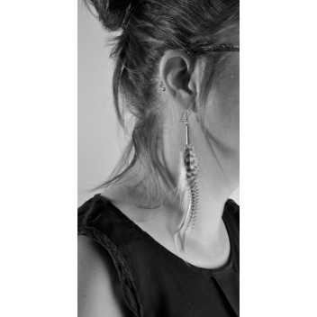 EAFS31 - 3700982204980 - Ruby Feathers - Boucles d'oreille plume 14 cm tons gris - France