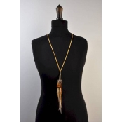 Collier bandeau plume tons brun orangé