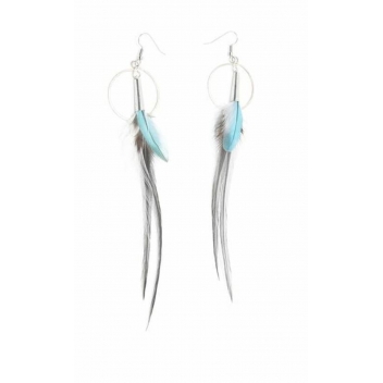 EA1HS20 - 3700982205178 - Ruby Feathers - Boucles d\'oreille plume pt anneau 12 cm ton bleu - France - 4