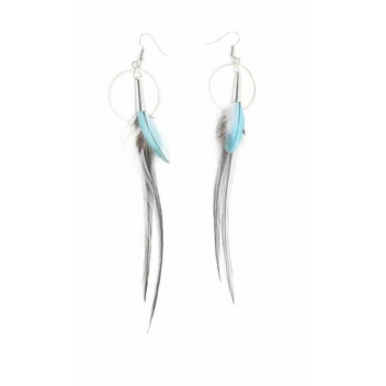 EA1HS20 - 3700982205178 - Ruby Feathers - Boucles d'oreille plume pt anneau 12 cm ton bleu - France - 4