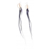 Boucles d'oreille plume pt anneau 12cm gris violet