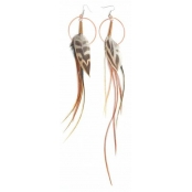 Boucles d\'oreille plume anneau 30 cm tons rouges