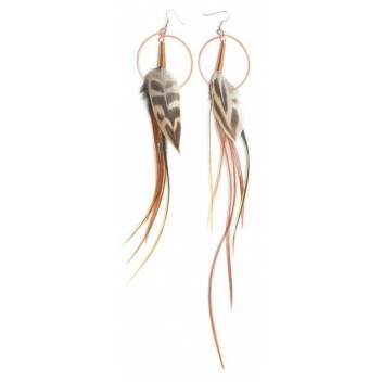 EAMH13 - 3700982205192 - Ruby Feathers - Boucles d'oreille plume anneau 30 cm tons rouges - France - 3