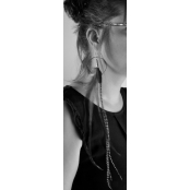 Boucles d\'oreille plume anneau 30 cm tons rouges