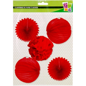 490010 - 3532434900108 - Graine créative - Lanternes rouges à monter soi-même (5 pièces)