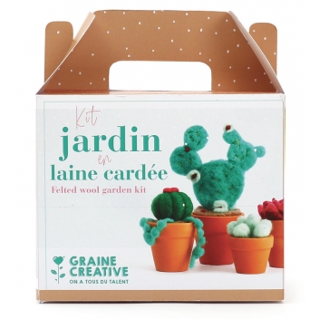 420235 - 3532434202356 - Graine créative - Kit laine cardée Jardin cactus - 3