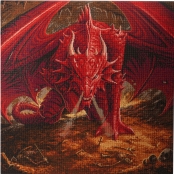 Tableau Strass Diamant Crystal Art XXL Dragon Rouge 70cm