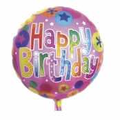 Ballon en aluminium Happy Birthday ø46cm