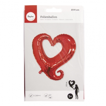 87010287 - 4006166436598 - Rayher - Ballon en aluminium Coeur Silhouette ø91cm Rouge