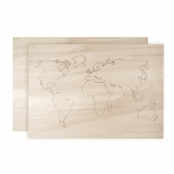 Mappemonde en bois en 2 plaques 42 x 30 cm
