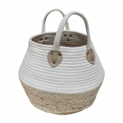 Paniere H34 cm Coton et Fibres de Maïs Osinella Blanc