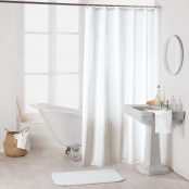 Rideau de douche avec crochets 180x200 cm Blanc