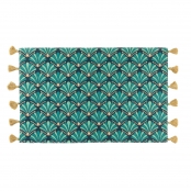 Tapis Rectangle et Pompons 50x80 cm Coton Or Artchic Bleu