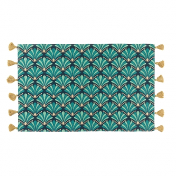 1741083 - 3574387410839 - Douceur d\'intérieur - Tapis Rectangle et Pompons 50x80 cm Coton Or Artchic Bleu - 3