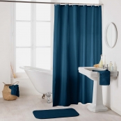 Rideau de douche avec crochets 180x200 cm Bleu Nuit