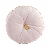 Coussin Pompon Passepoil 38 cm Velours Ever Bloom Dragee