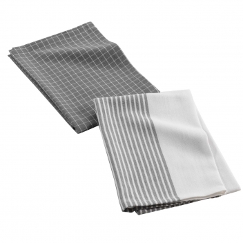 1730878 - 3574387308785 - Douceur d\'intérieur - Torchons 50x70 cm Coton Tissé Loft Urbain Gris 2 pièces - 3