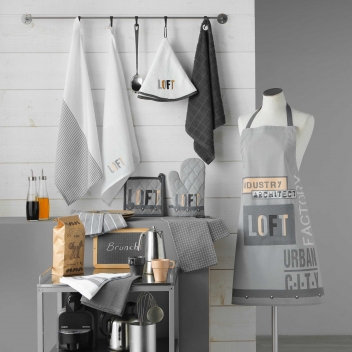 1730878 - 3574387308785 - Douceur d\'intérieur - Torchons 50x70 cm Coton Tissé Loft Urbain Gris 2 pièces - 2