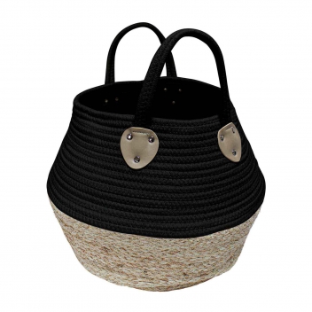 1801258 - 3574388012582 - Douceur d\'intérieur - Paniere 38xHt 34 cm Coton et Fibres de Maïs Osinella Noir