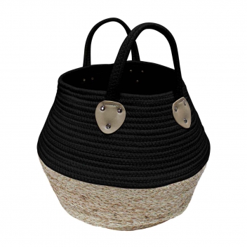 1801258 - 3574388012582 - Douceur d'intérieur - Paniere 38xHt 34 cm Coton et Fibres de Maïs Osinella Noir