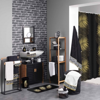1800957 - 3574388009575 - Douceur d\'intérieur - Rideau de douche avec crochets 180x200 cm Orbella Noir - 3