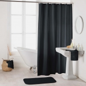 Rideau de douche avec crochets 180x200 cm Noir