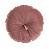 Coussin Pompon Passepoil 38 cm Velours Ever Bloom Rose