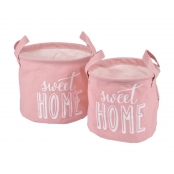 Paniers Ronds Canvas Sweet Home Rose Poudre 2 pièces