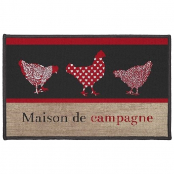 1740901 - 3574387409017 - Douceur d'intérieur - Tapis Rectangle 50x80 cm Poule Maison de Campagne