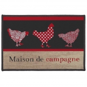 Tapis Rectangle 40x60 cm Poule Maison de Campagne