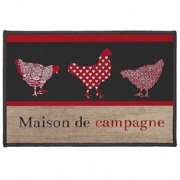 1740900 - 3574387409000 - Douceur d'intérieur - Tapis Rectangle 40x60 cm Poule Maison de Campagne