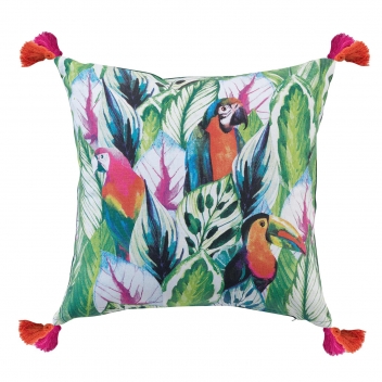 1608683 - 3574386086837 - Douceur d\'intérieur - Coussin déhoussable Pompons 45 cm Coton Jungolista - 2