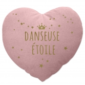 Coussin 37x40 cm Coton Métallisé Danseuse Coeur