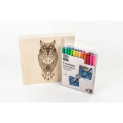 Boite en bois à colorier Hibou - Boite de 24 feutres incluse