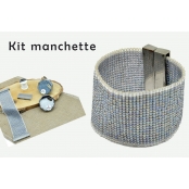 Kit bracelet manchette grosse perle Miyuki 10/0 tissé Bleu ciel